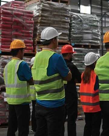 Professional construction worker with safety gear